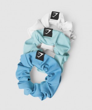 Accesorios Para El Cabello Gymshark Scrunchies 3pk Pearl Blue/Coastal Blue/White | EXRLV9750