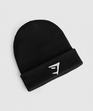 Beanies Gymshark Reverse Jacquard Beanie Black/White | ZBTVP1258