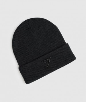 Beanies Gymshark Sharkhead Beanie Black/Black | NYQSV6095