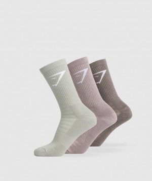 Calcetines Gymshark Crew Socks 3pk Camuflaje Gris | MOPJB3402