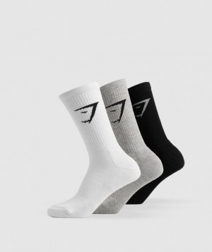 Calcetines Gymshark Crew Socks 3pk Gris | YAUMJ6137