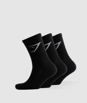 Calcetines Gymshark Crew Socks 3pk Negras | NYMRB9531