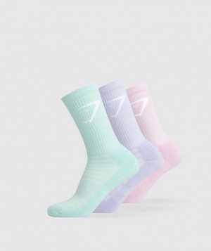 Calcetines Gymshark Crew Socks 3pk Rosas | WBGNM0724