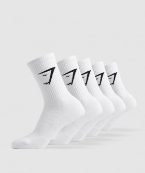 Calcetines Gymshark Crew Socks 5pk Blancas | TVSGM0568