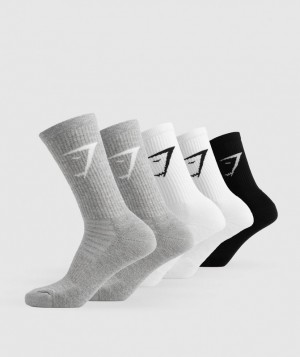 Calcetines Gymshark Crew Socks 5pk Gris | LOSNQ0467