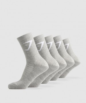 Calcetines Gymshark Crew Socks 5pk Gris Claro | KHSLG7345