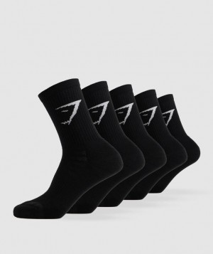 Calcetines Gymshark Crew Socks 5pk Negras | OCWEK2136