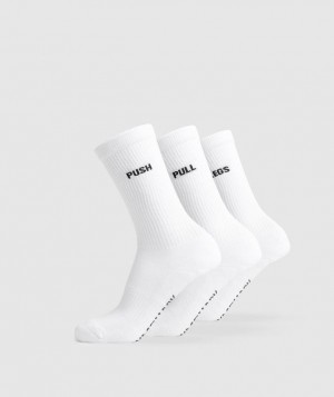 Calcetines Gymshark GFX Crew Socks 3pk Blancas | NSYVI4205