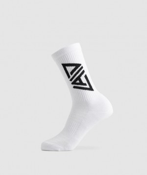 Calcetines Gymshark GS x David Laid Crew Socks 1pk Blancas | SALDV3146