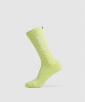 Calcetines Gymshark Handwriting Sock Firefly Green/White | QYRPH1285