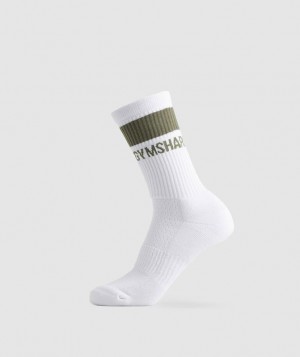 Calcetines Gymshark Premium Crew Socks 1pk Verde Oliva | SOVBE1952