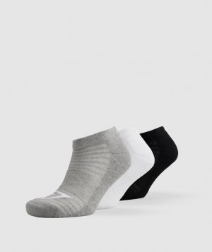 Calcetines Gymshark Trainer Socks 3pk Gris | QHWPL7392