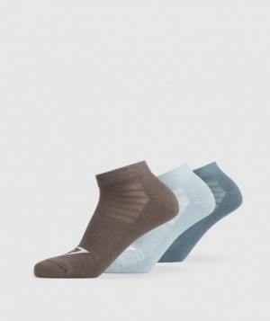 Calcetines Gymshark Trainer Socks 3pk Marrones | LEKPC7069