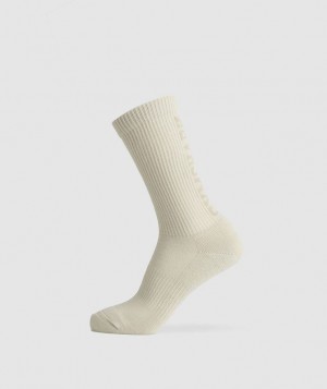 Calcetines Gymshark Wordmark Crew Socks Marrones | OPUZY1097