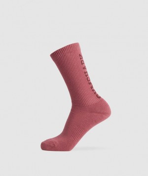 Calcetines Gymshark Wordmark Crew Socks Soft Berry | THKOQ4167