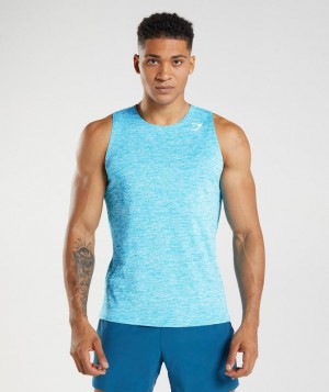 Camiseta Tirantes Gymshark Arrival Slim Marl Tank Shark Blue/White Marl | VFRTZ5314