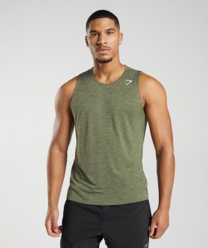 Camiseta Tirantes Gymshark Arrival Slim Marl Tank Verde Oliva | AMKLQ2381