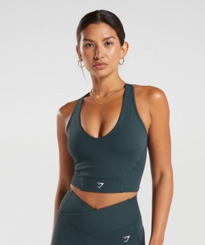 Camiseta Tirantes Gymshark Crop Mesh Tank Darkest Teal | VKXPL5084