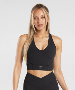 Camiseta Tirantes Gymshark Crop Mesh Tank Negras | GPUBX8231