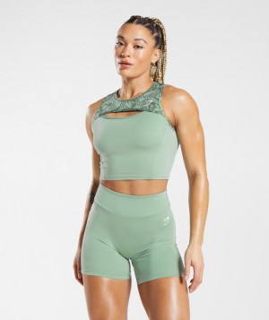 Camiseta Tirantes Gymshark GS Power Crop Tank Verde | YHZGV9326