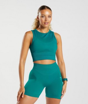 Camiseta Tirantes Gymshark Sweat Seamless Midi Tank Rich Teal | KZDLU4603