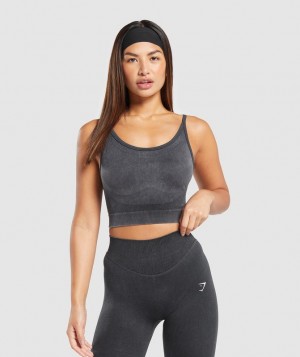 Camiseta Tirantes Gymshark Sweat Seamless Washed Midi Tank Negras | COXIZ8496