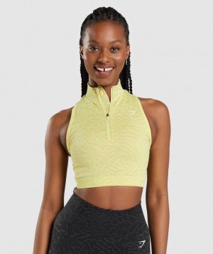 Crop Tops Gymshark Adapt Animal Seamless Crop 1/2 Zip Amarillo | CFWSG0352