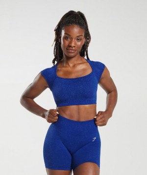 Crop Tops Gymshark Adapt Fleck Seamless Crop Top Azules | INYML7534