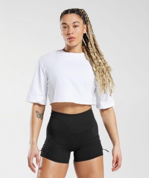 Crop Tops Gymshark Algodon Boxy Crop Top Blancas | NOLYE1506