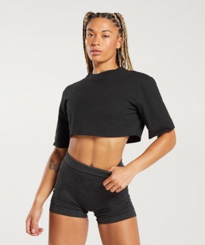 Crop Tops Gymshark Algodon Boxy Crop Top Negras | FGOVU1830