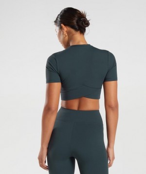 Crop Tops Gymshark Crossover Crop Top Darkest Teal | XFUOR3470