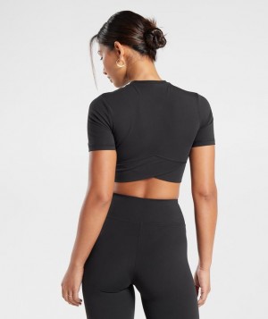 Crop Tops Gymshark Crossover Crop Top Negras | BYHOR2390