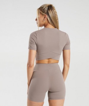 Crop Tops Gymshark Crossover Crop Top Washed Mauve | OWPXH4163