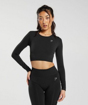 Crop Tops Gymshark Everyday Seamless Long Sleeve Crop Top Negras | NZKWX9023