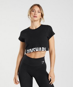 Crop Tops Gymshark Fraction Crop Top Negras | OZLPA1647