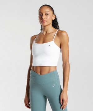 Crop Tops Gymshark Tiras Crop Cami Tank Blancas | YFXQJ8504