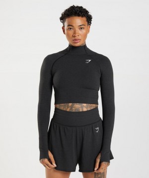 Crop Tops Gymshark Vital Seamless 2.0 High Neck Midi Top Negras | YWZBE6254