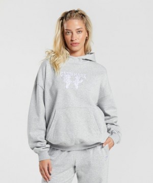 Hoodies Gymshark Cherub Estampadas Hoodie Gris Claro | WLGZJ5697