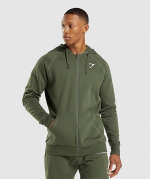 Hoodies Gymshark Crest Zip Up Hoodie Verde Oliva | UPJDN8345