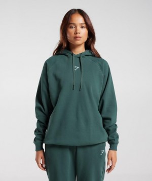 Hoodies Gymshark Entrenamiento Oversized Fleece Hoodie Verde | PDSUZ5492