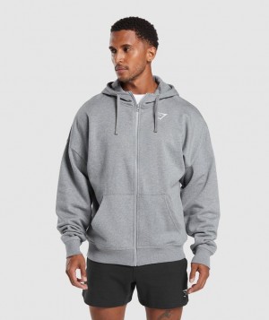 Hoodies Gymshark Essential Oversized Zip Up Hoodie Gris | VLCBX5723