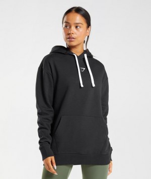 Hoodies Gymshark Fraction Hoodie Black/White | KBYNE0138