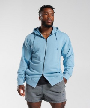 Hoodies Gymshark Power Zip Hoodie Azules | RJBDS5964