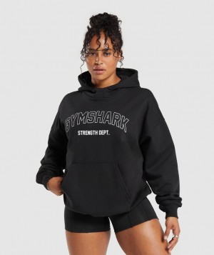 Hoodies Gymshark Strength Department Estampadas Hoodie Negras | IVDYN4037