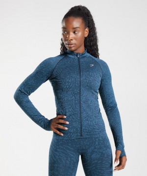 Jackets / Outerwear Gymshark Adapt Animal Zip Through Azul Marino | QEHVT0146