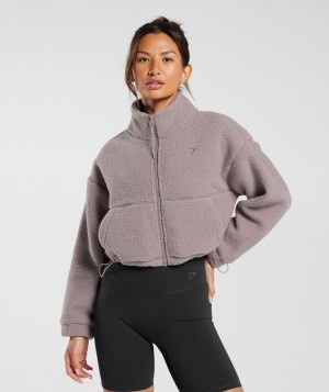 Jackets / Outerwear Gymshark Elevate Fleece Midi Jacket Washed Mauve | HAXTZ9483