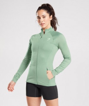 Jackets / Outerwear Gymshark Entrenamiento Zip Up Jacket Verde | URXFD0491