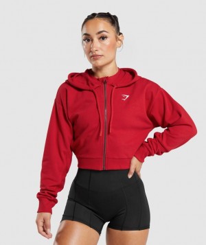 Jackets / Outerwear Gymshark GS Power Crop Zip Hoodie Rojas | CQTGW3921