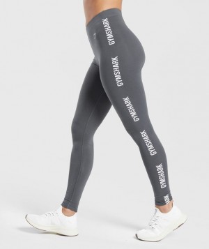 Leggins Gymshark Algodon Estampadas Tape Leggings Gris | MWTBE2387