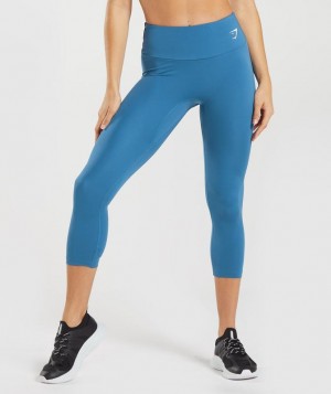 Leggins Gymshark Entrenamiento 7/8 Leggings Azules | LGONA2038